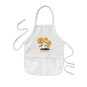 Tablier Enfant Caricature joli tournesol souriant illustration