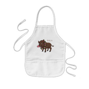 Tablier Enfant Caricature mignonne sanglier et fleurs