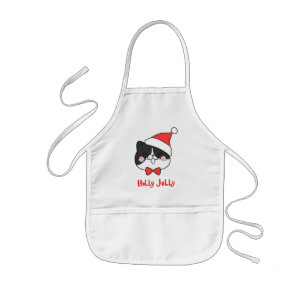 Tablier Enfant Chat Holly Jolly Cute Kawaii Père Noël