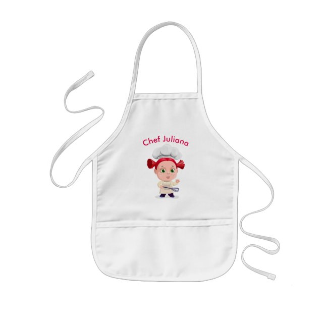 Tablier Enfant Chef mignon de bébé de rouge-tête || personnalisé (Devant)