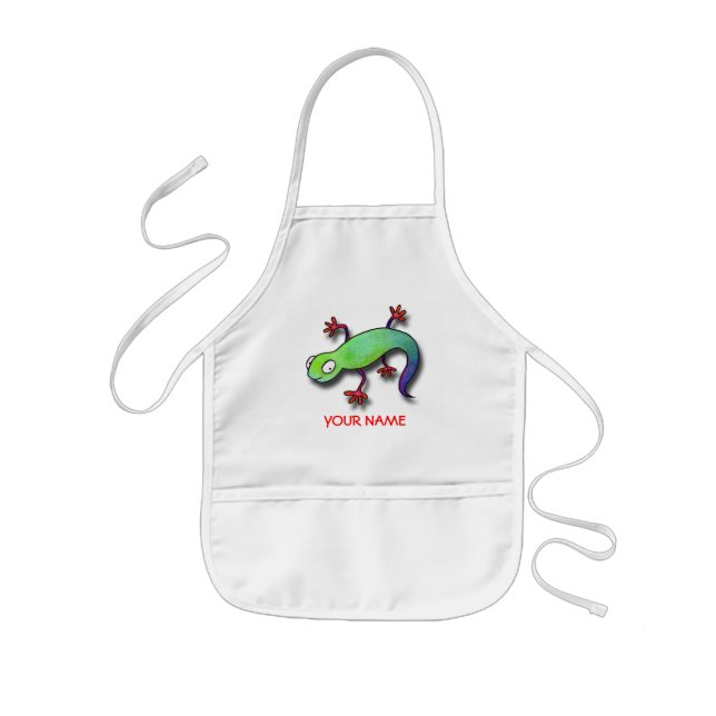 Tablier Enfant Chemise électrique de peinture de lézard ! (Devant)