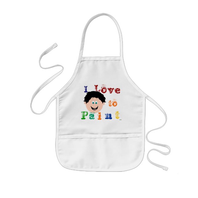 Tablier Enfant Cheveux Noirs Garçons Souriants Peinture Visage (Devant)