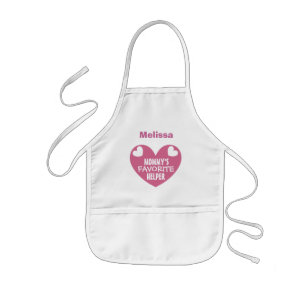 Tablier Enfant Coeur ROSE nommé fait sur commande V1A de l'aide