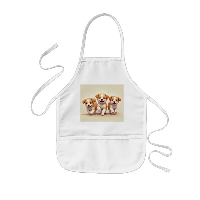 Tablier Enfant Commencer la cuisine avec un chien mignon (Devant)