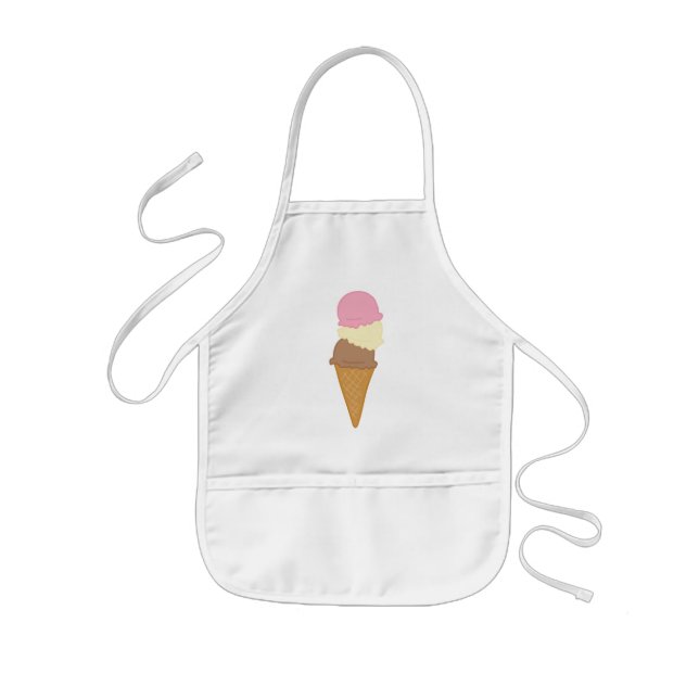 Tablier Enfant Cône de crème glacée triple Scoop (Devant)