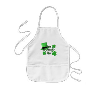 Tablier Enfant Cool fun Chapeau vert haut Shamrocks St Patricks D