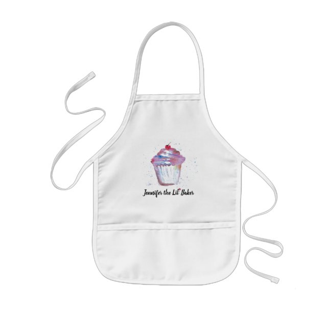 Tablier Enfant Cupcake d'aquarelle Lil' Baker personnalisé (Devant)