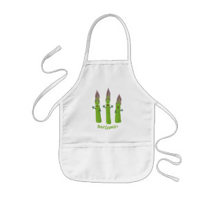 Tablier Enfant Cute asperges chantant un trio végétal dessin an