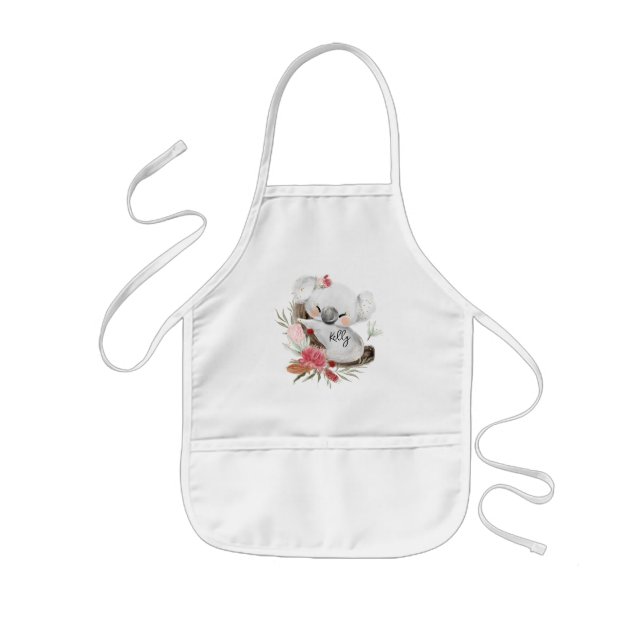 Tablier Enfant Cute Baby Koala Gold Speckle Nom personnalisé (Devant)