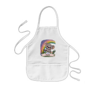 Tablier Enfant Cute Baby Koala Rainbow Nom personnalisé