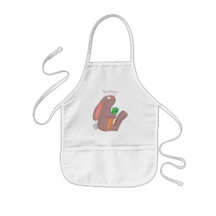 Tablier Enfant Cute bunny rabbit sitting with carrot cartoon