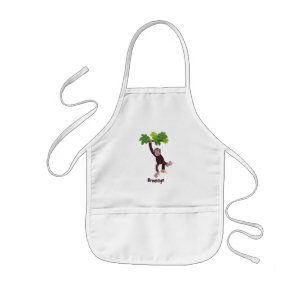 Tablier Enfant Cute chimpanzee in jungle hanging cartoon