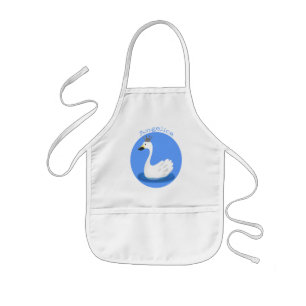 Tablier Enfant Cute cygne blanc avec dessin de la couronne