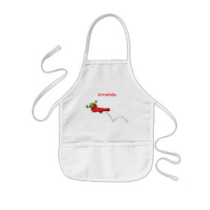 Tablier Enfant Cute grenouille dans une chaussette rouge saut de