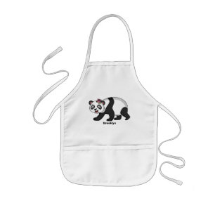 Tablier Enfant Cute happy panda bear with flower cartoon