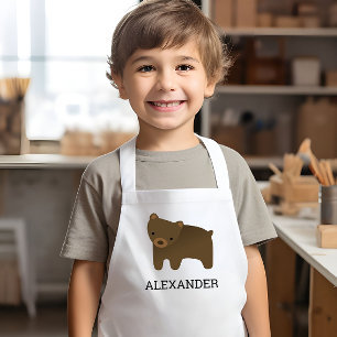 Tablier Enfant Cute Ours Brown Personnalisé