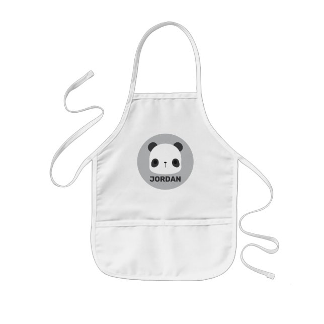 Tablier Enfant Cute petit ours Panda avec nom personnalisé (Devant)