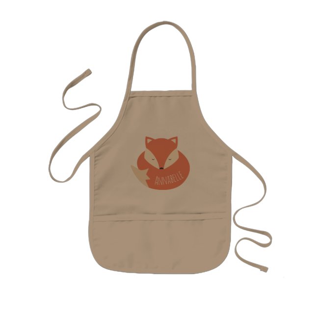 Tablier Enfant Cute renard couché personnalisé (Devant)