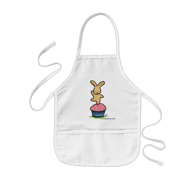 Tablier Enfant Danse de lapin sur un petit gâteau (Devant)