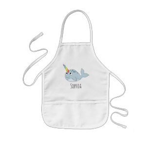 Tablier Enfant Dessin et nom de Girls Cute Rainbow Narwhal