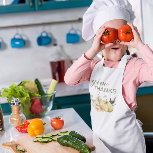 Tablier Enfant Donner Merci Citrouille Aquarelle (Créateur téléchargé)