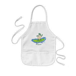 Tablier Enfant Drôle tortue vague de surf dessin animé