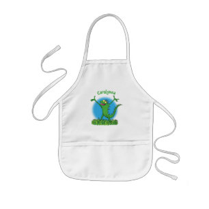 Tablier Enfant Drôle vert souriant animé lézard d'iguane