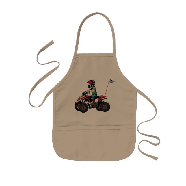 Tablier Enfant Enfant rouge et noir d'ATV (Devant)