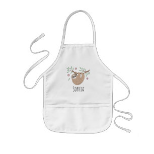 Tablier Enfant Filles mignonne couchant couchant animal et nom