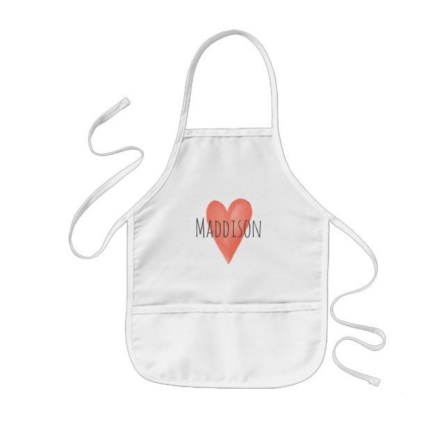 Tablier Enfant Filles mignonnes et fille rose Aquarelle Coeur Enf (Devant)