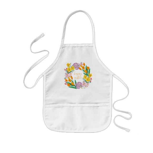 Tablier Enfant Fleurs printanières tulipe florale jaune pâques de (Devant)
