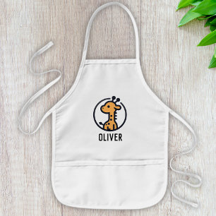 Tablier Enfant Girafe mignonne minimaliste simple dans un cercle