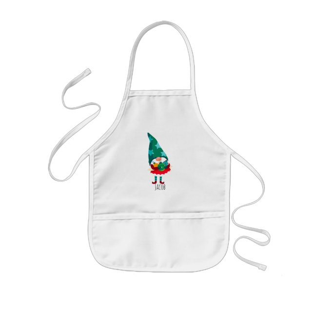 Tablier Enfant Gnome de Noël mignonne avec ornements de Noël (Devant)