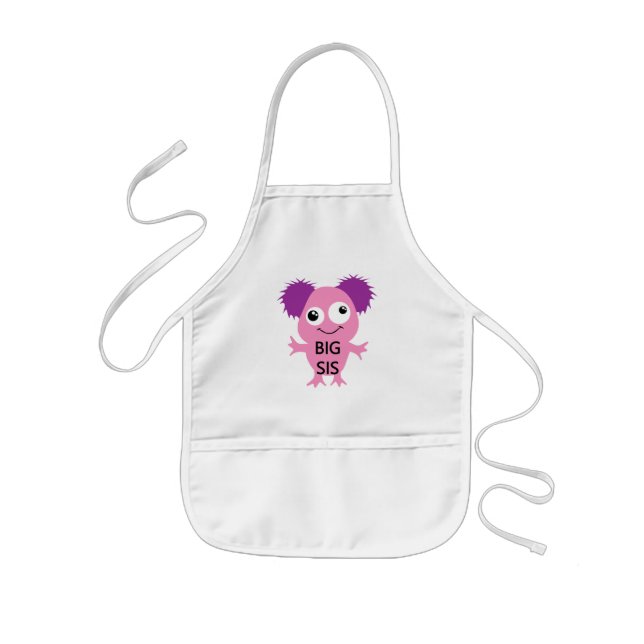 Tablier Enfant Grand Soeur Rose Monster (Devant)