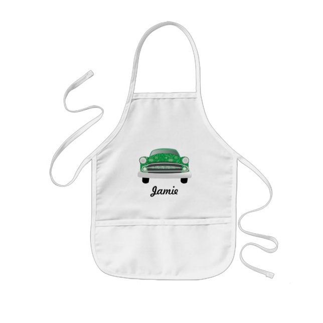 Tablier Enfant Green Mean Retro Voiture Boy's Birthday (Devant)