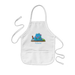 Tablier Enfant Grenouille mignonne et abeille dans le jardin dess