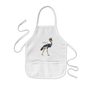 Tablier Enfant Grey crowned crane bird cartoon illustration 