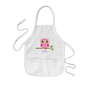 Tablier Enfant Hibou rose Girly mignon pour des filles