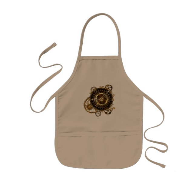 Tablier Enfant Horloge Steampunk avec des engrenages anciens (Devant)
