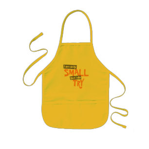Tablier Enfant "I am only small but I do try" orange / grey apron