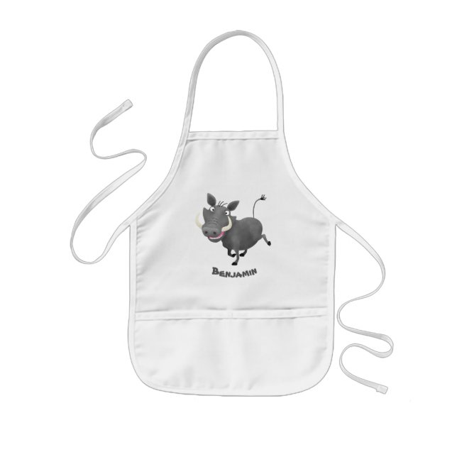 Tablier Enfant Illustration amusante d'un cochon de phacochère af (Devant)