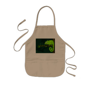 Tablier Enfant Illustration de caméléon vert mignon Reptile tropi