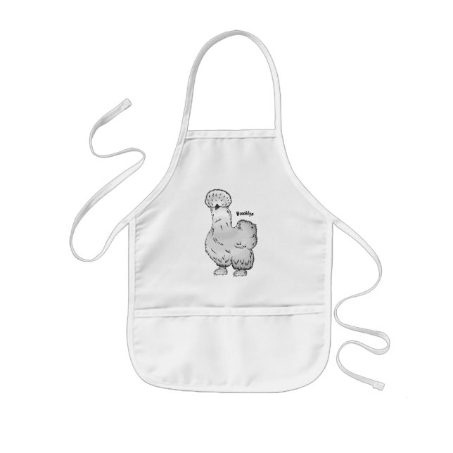 Tablier Enfant Illustration de la caricature du poulet Silkie (Devant)