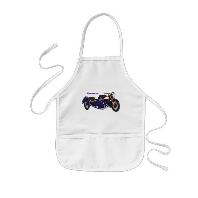 Tablier Enfant Illustration de moto pourpre Sidecar (Devant)