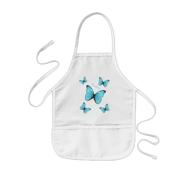 Tablier Enfant Illustration de papillons Morpho (Devant)