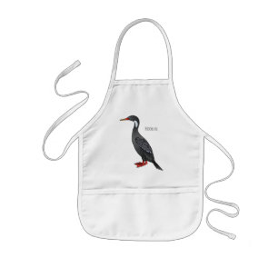 Tablier Enfant Illustration d'oiseau cormoran à pattes rouges 