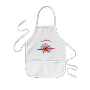 Tablier Enfant Illustration d'un avion rouge volant mignon