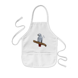 Tablier Enfant Illustration d'un perroquet gris en Afrique