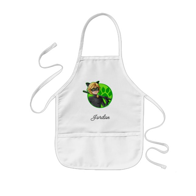 Tablier Enfant Insigne vert Cat Noir (Devant)