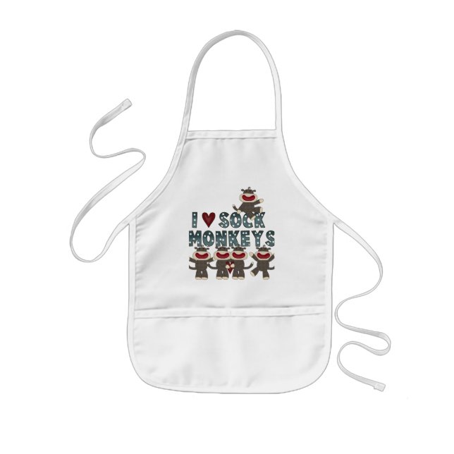 Tablier Enfant J'aime des T-shirts et des cadeaux de singes de (Devant)
